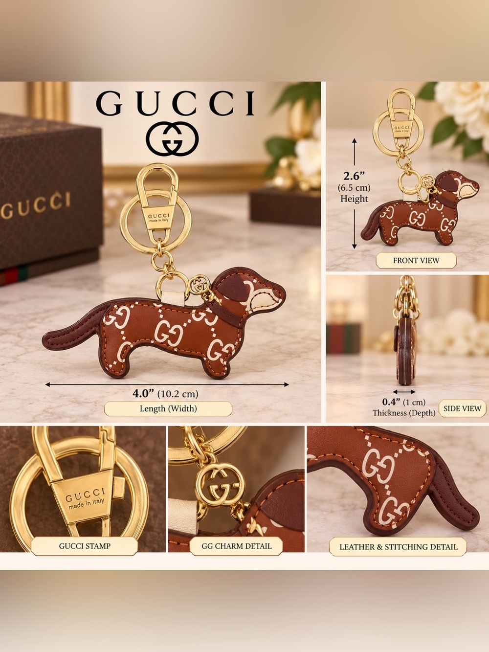 Brown Dachshund Keychain Charm
